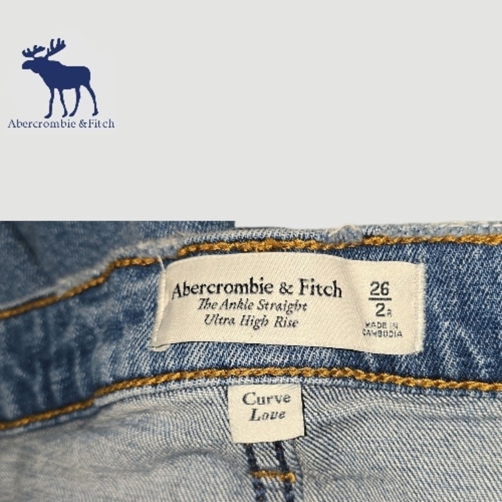 ABERCROMBIE & FITCH Curve Love The Ankle Straight Ultra High Rise Jean size 26 - Picture 6 of 8